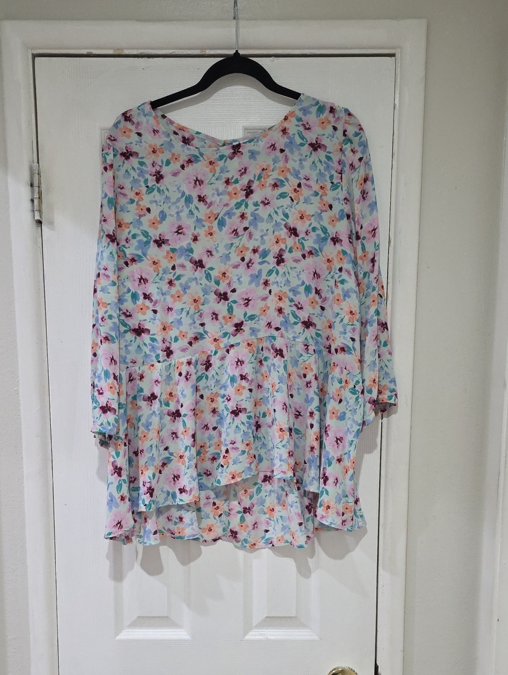Elle Pastel Floral Peplum Tunic - Mint, Lavender, Peach